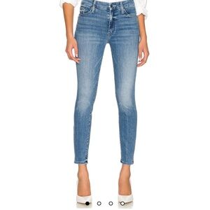 Mother Looker Ankle Fray Jeans Womens 24 Blue Girl Crush Stretch Denim